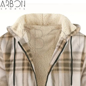 2025 Good Supplier <b>Men</b> Winter Wear Windproof Full-Zip Sherpa Lining <b>Thick</b> Winter Coat With Plaid Pattern Sherpa <b>Fleece</b> <b>Jackets</b> - Product Image 3