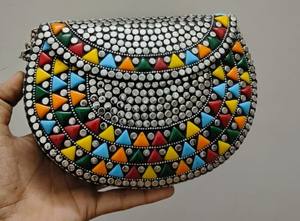 Bolso de mano de mosaico de Metal de diseño hecho a mano, bolso de mano de moda de playa con cierre de solapa, duradero tradicional - Product Image 3