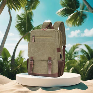 Mochila de lona Vintage para hombre, mochila para portátil de 15,6 pulgadas, mochilas escolares veganas para estudiantes - Product Image 6