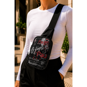 Bolso Bandolera con Cremallera y Estampado Negro y Gris, Accesorio de Moda - Product Image 1