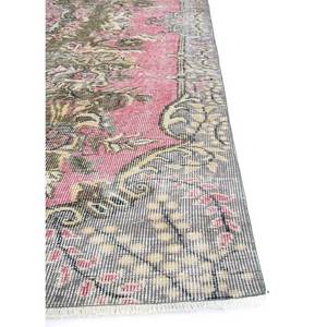 Tapis en laine verte vintage fait main, grand format, style bohème, motif rectangulaire abstrait pour entrée et couloir - Pae-1546 - Product Image 4