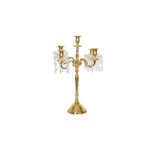 Juego de 2 candelabros de latón y cristal, candelabros exclusivos de color dorado de calidad para uso en hoteles y restaurantes - Product Image 5