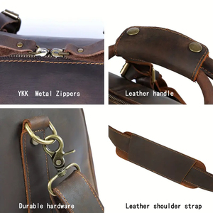 Sacs de voyage personnalisés en cuir sac de sport de plein air nouveau style décontracté imperméable avec couleur unique en cuir véritable - Product Image 6