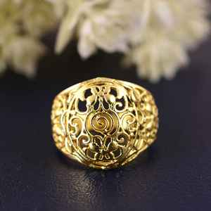 Anillo masónico chapado en oro macizo de 18 quilates, anillos de sello para hombres, joyería con grabado de logotipo único - Product Image 1