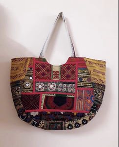 Vintage Banjara <b>Bag</b> Bohemian Style Embroidered Leather Handbag with Two Handles PVC Cotton Lining Fashionable <b>Shoulder</b> Beach <b>Bag</b> - Product Image 3