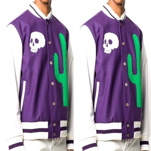Custom Embroidery Letter Applique Logo Satin Jacket <b>Wool</b>/Leather Winter Streetwear Front Breathable Baseball Letterman Jackets - Product Image 5
