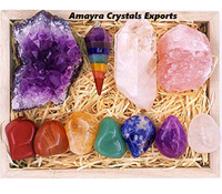 Kit de guérison spirituelle des sept chakras avec boîte Pierres de chakra pour la guérison Kits de guérison naturels faits à la main Vente en gros directe de l'Inde