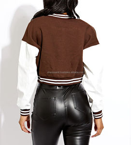 Veste universitaire sur mesure pour femmes, logo personnalisé disponible, design en laine et cuir, vêtements d'extérieur tendance, usine OEM - Product Image 4