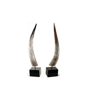 Bocina decorativa con soporte de metal y madera, par de bocina con borde de acero para vajilla, piezas decorativas - Product Image 5