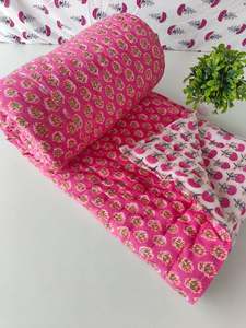 Couverture en coton fleuri, faite à la main, style Kantha, pour lit Queen - Product Image 5