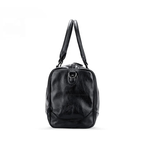 Bolsa de Viaje de Fin de Semana de Cuero con Cierre de Cremallera, Bolsa de Viaje Resistente Negra - Product Image 2