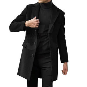 Abrigo largo para hombre con doble cierre frontal y estilo de diseño minimalista Abrigo de palangre clásico para hombre con Forro cálido - Product Image 1