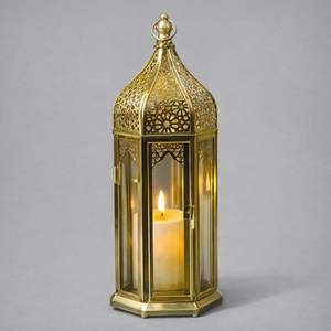 White Metal <b>Tall</b> Moroccan <b>Lantern</b> with Glass Panels Intricate Cutwork Soft LED Glow for Elegant Home Decor and Gifting - Product Image 4