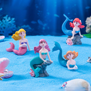 Figurine créative sirène sur récif, miniatures en PVC, artisanat pour aquarium, décoration DIY pour colle crémeuse, accessoires pour micro-paysage - Product Image 1