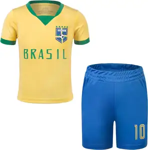 2024工厂批发最优质的巴西队球衣套装定制足球服套装所有季节oem