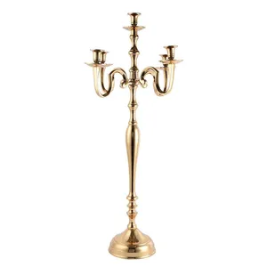 Nuevo diseño, entrega rápida de fábrica, candelabro moderno, candelabro decorativo para boda, candelero de Metal de lujo en latón - Product Image 1