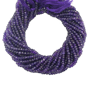 Amethyst Faceted 3 To 4 MM Rondelle Shape Gemstone Beads Strand For Jewelry Making Supplies - Product Image 1