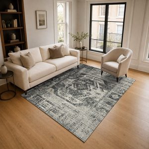 <b>RUGS</b> DEPOT LXDP-0786 Wholesale <b>Charcoal</b> <b>Grey</b> Designer Pattern Digital Printed Machine Washable Chenille Area <b>Rug</b> Non Slip - Product Image 2