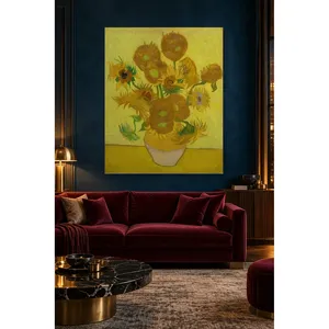 Impression sur toile Fida Van Gogh Tournesols dans un vase sur fond jaune - Product Image 4