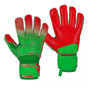 Guantes de Portero COSH Elite Unisex con Diseño Geométrico Verde, Palma de Látex Rojo, Malla Transpirable y Cierre de Velcro - Product Image 1