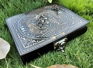 Libro de dragón doble de hechizos, diario de cuero, cuaderno de papel rústico, Grimorio, diarios antiguos góticos, regalo para Navidad - Product Image 5