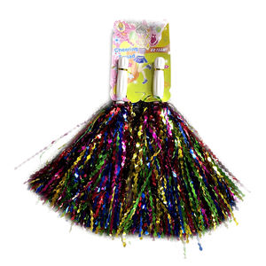 Grosir Murah <span class=keywords><strong>2</strong></span>-Warna Silver Metalik Bergelombang Pom Pemandu Sorak Tim Tari - Product Image 6