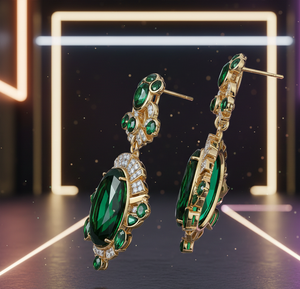 Pendientes Hechos a Mano con Hidro Verde en Múltiples Formas, Plata de Ley 925, Chapados en Oro de 18K, Joyería Fina para Mujer - Product Image 6