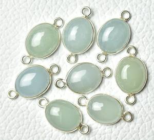 Plata de Ley 925, 8x10mm, cabujón Natural aguamarina, corte de bisel ovalado, ajuste de enlace, conectores de dijes, fabricación de collar, collar - Product Image 2