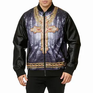 Áo Khoác Bomber Thăng Hoa Hoàn Toàn Cho Nam Áo Khoác Gió Thiết Kế In Hình Có Khóa Kéo Làm Bằng Polyester