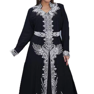 Robe islamique pour femmes modeste, respirante, sans couture, brodée à la main, avec des perles de sequins, manches longues, style marocain, taille XXL, grande taille, ethnique - Product Image 6