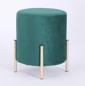 Tabouret rond en métal simple élégant salon meubles chaussure tabouret métal jambe roue velours tabouret - Product Image 5