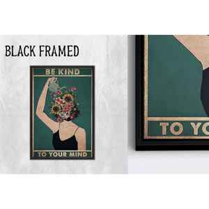 Elegante cuadro en lienzo con estampado floral de mujer, decoración moderna, lienzo con marco negro, 1 pieza - Product Image 1