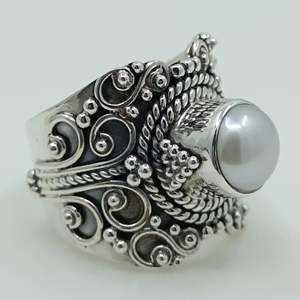 Bague en argent sterling 925 faite à la main, style bohème, pierre de naissance de juin, perle d'eau douce, cadeau idéal pour son anniversaire ou son anniversaire de mariage - Product Image 4