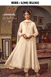 Chinon de color increíble con espejo hecho a mano Kurti Pant y Dupatta Mujer Fabricante de moda de la India al precio más bajo - Product Image 2