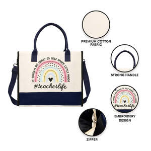 Bolsa de Mano para Profesores, Bordada, Portátil, con Forro de Algodón, con Diseño Musical, para Oficina, Escuela, Universidad, Trabajo, Documentos Corporativos - Product Image 3