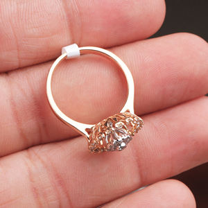 Bijoux fins bague 14k or Rose naturel brillant coupe ronde diamant à la main ensemble de broches en forme de fleur bague pour femmes pour la vente en gros - Product Image 5