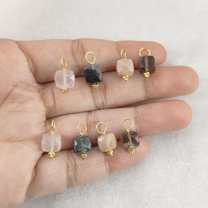 Colgante de Cuarzo Ahumado en Forma de Cubo, Plata de Ley 925, Amuleto de Piedra Preciosa para Collar, Joyería DIY para Mujer, Venta al por Mayor - Product Image 3