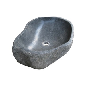 Baignoire en pierre de rivière moderne sculptée à la main avec massage par air, portable pour villa extérieure - Product Image 1
