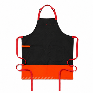 Bib Sleeveless <b>Apron</b> Canvas Blue Orange Multiple Pockets Breathable Durable Cooking Daily Use Simple Style Woven - Product Image 5