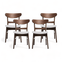 Ensemble de table à manger pliable en bois massif de style moderne du milieu du siècle, 4 pièces, écologique, usage commercial pour restaurant, hôtel, café