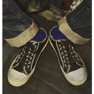 QIFON chaussures vulcanisées hommes femmes en cuir véritable lavé peau de cheval rayé Anti-glissant mode décontracté Style rétro bas - Product Image 4