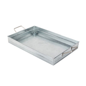 Grand plateau en fer-blanc galvanisé carré, avec poignées pliantes, pour décor de ferme Vintage pour maisons modernes ou cuisines - Product Image 1