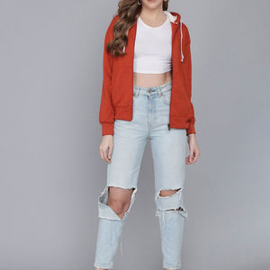 Sudaderas con capucha informales para correr de tamaño personalizado para mujer, Jersey ligero liso de manga larga, sudaderas con capucha transpirables antipilling para mujer - Product Image 6