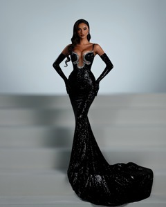 Wholesale New Elegant Sleeveless Strapless Floor-Length Evening Banquet <b>Dress</b> Women Mermaid Silhouette Beaded Lightweight Luxury - Product Image 1