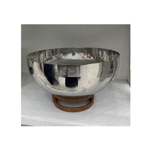 Tazón de chocolate de acero inoxidable con soporte de trabajo de madera y fregona, juego de cuencos para servir de dos tamaños diferentes - Product Image 5