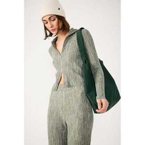 Cárdigan Informal con Cuello Redondo y Cremallera, 100% Poliéster, Manga Larga, Manga Corta - Product Image 1