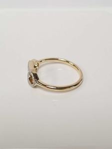 Bague de fiançailles en or plaqué bicolore avec diamant de laboratoire taille ronde délicat, style trombone antique, pour femme, bijoux de mariée, cadeau - Product Image 2