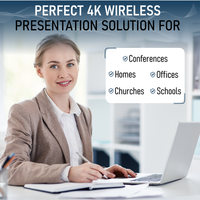 Système de diffusion vidéo et de présentation sans fil, deux émetteurs USB-C 4K, portée de 160 pieds, 4K 30FPS
