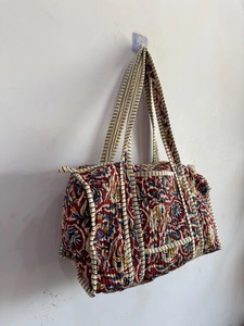 Bolsa de Lona Hecha a Mano de Alta Calidad con Estampado de Bloques de Algodón, Cierre de Cremallera, Acolchada, Floral, Informal, de Viaje, Gran Capacidad, Duradera, Deportiva - Product Image 4