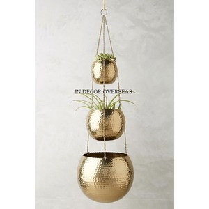 Maceta de Metal de calidad superior chapada en oro de alta calidad para decoración de jardín de hogar y hotel con soporte recubierto de polvo de Color negro - Product Image 5